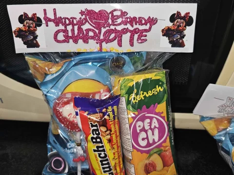Kids party packs arranged for a children's party