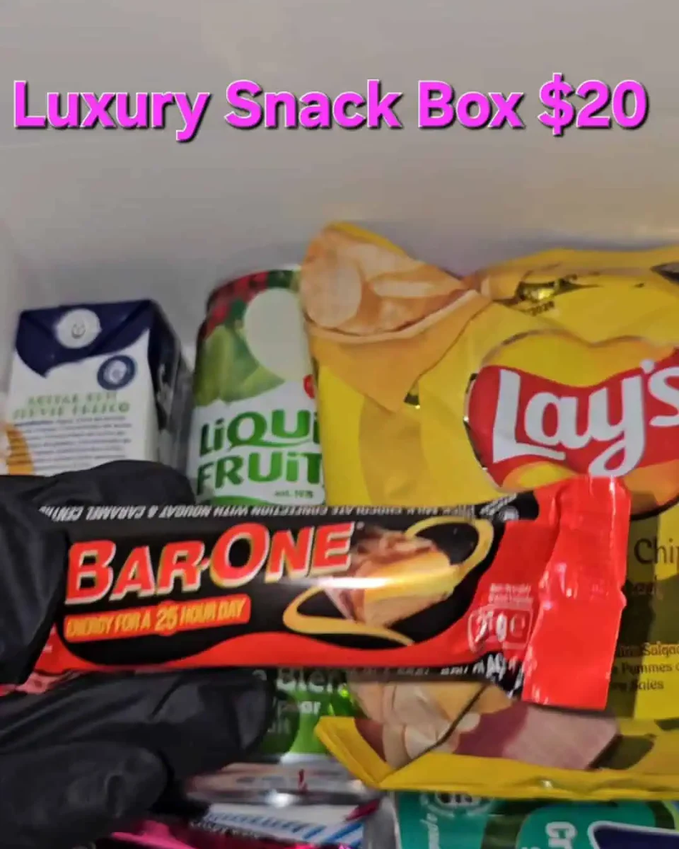 Luxury Box opened, showing a generous mix of chocolates and snacks